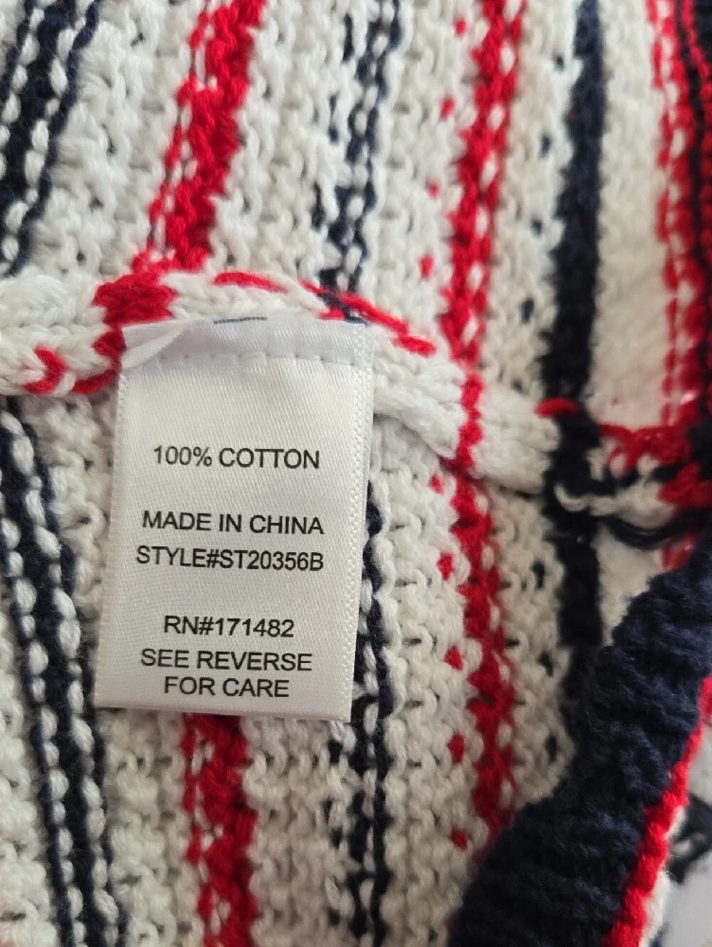 moon & madison Striped Crochet Halter Top in Navy, White & Red